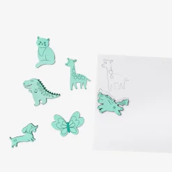 Stencil da disegno in legno con animali - 6 pz