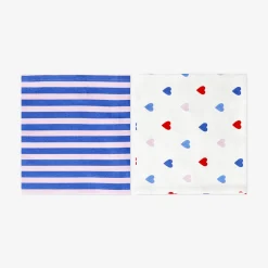 Strofinacci in tessuto con strisce e cuori - 2 pz