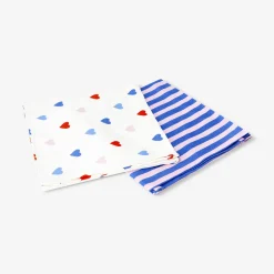 Strofinacci in tessuto con strisce e cuori - 2 pz