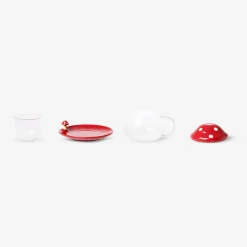 Tazza da tè a forma di fungo con coperchio e piattino - 400 ml