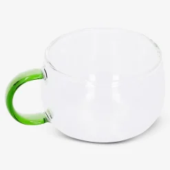 Tazza in vetro con manico colorato - 220 ml