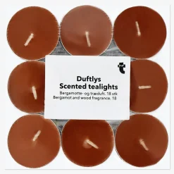 Tealights profumati con fragranza di bergamotto e legno - 18 pz