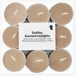 Tealights profumati con fragranza di muschio bianco e vaniglia - 18 pz.
