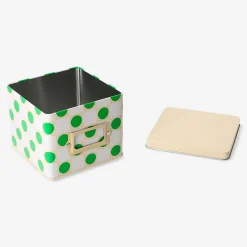 Teglia quadrata con pois verdi - 12x12 cm