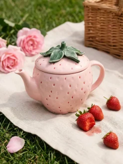 Teiera fragola rosa con coperchio