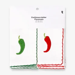 Tovagliette con peperoncini ricamati - 2 pz