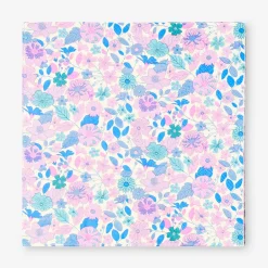 Tovaglioli con fiori blu e rosa - 16 pz
