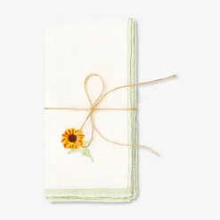 Tovaglioli di stoffa con girasoli ricamati - 2 pezzi
