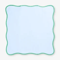 Tovaglioli in tessuto blu con bordo smerlato - 2 pz
