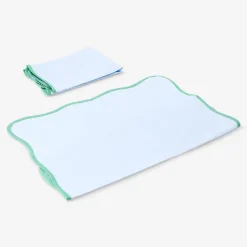 Tovaglioli in tessuto blu con bordo smerlato - 2 pz