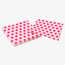 Tovaglioli rosa con pois rossi - 16 pz