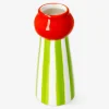 Vaso in ceramica a righe verdi - 18 cm
