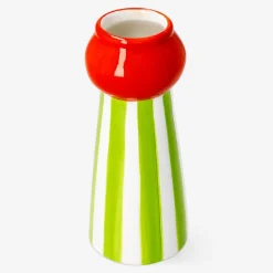 Vaso in ceramica a righe verdi - 18 cm