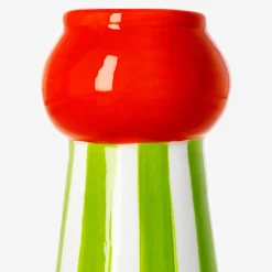 Vaso in ceramica a righe verdi - 18 cm