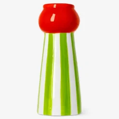 Vaso in ceramica a righe verdi - 18 cm