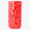 Vaso in ceramica con foglie in rilievo - 16 cm