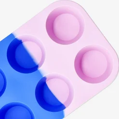 Vassoio per muffin in silicone rosa e blu